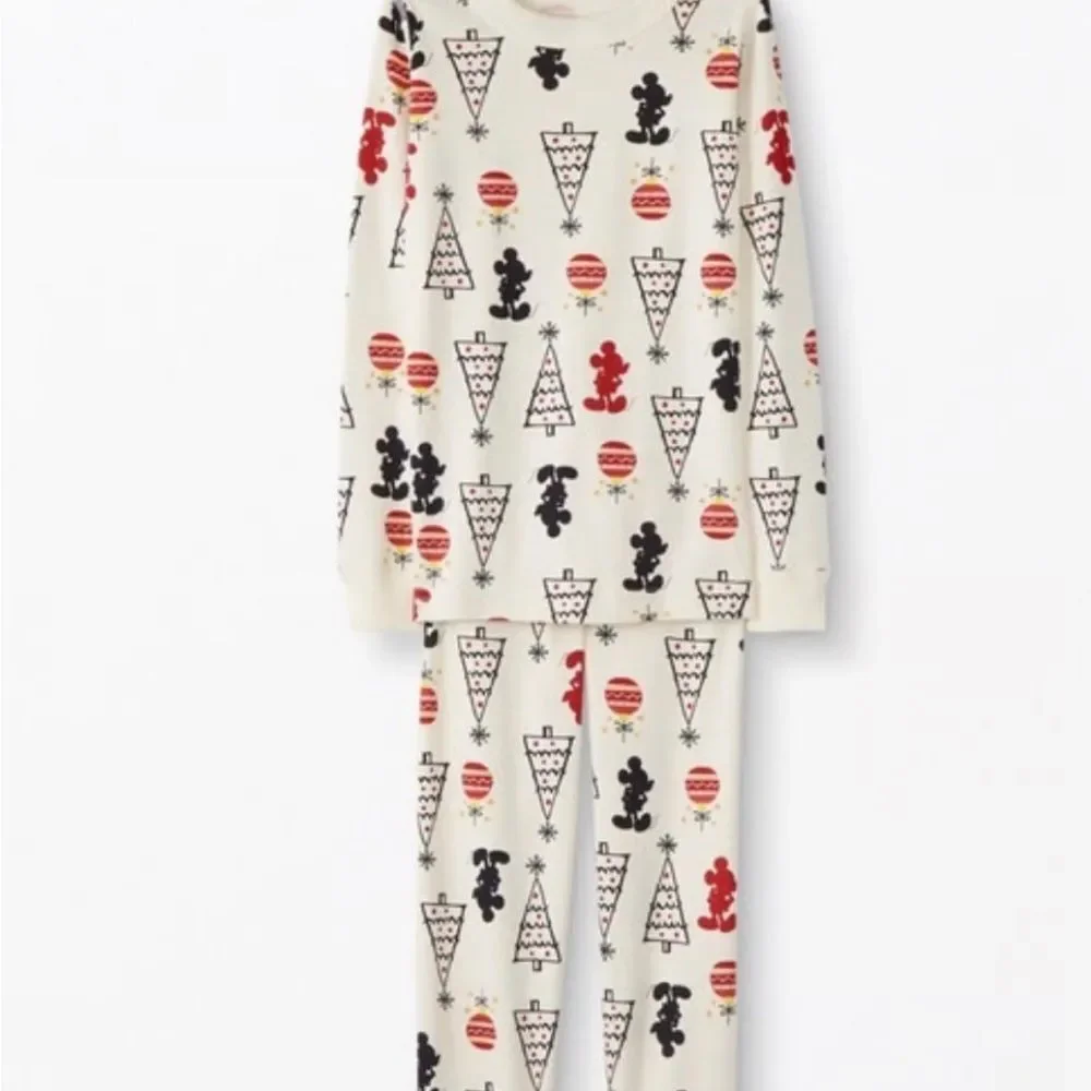 Hanna Andersson Mickey Mouse Holiday Tree Pajama Set Sz 120cm
